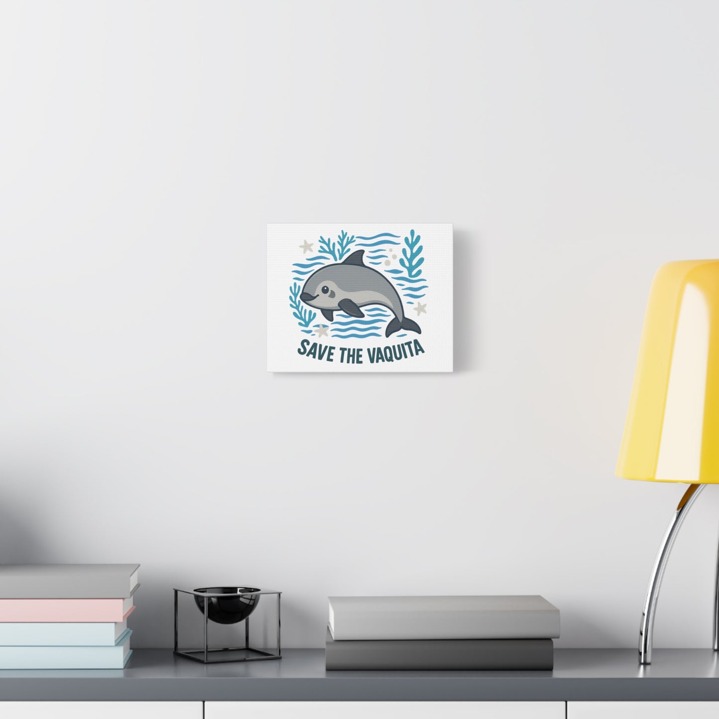 Save the Vaquita – Cute Ocean Animal Wall Art Stretched Matte Canvas 1.25”
