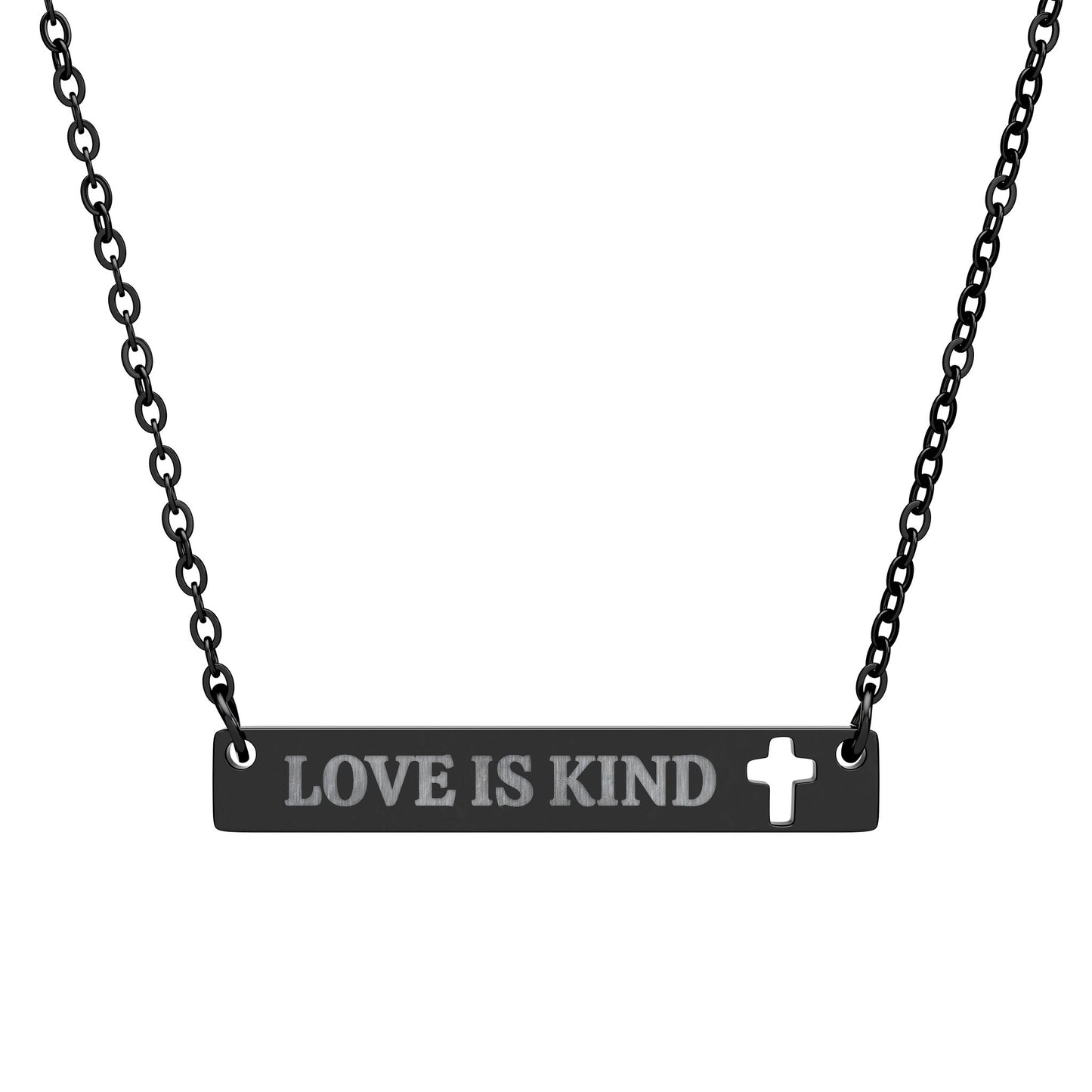 Love Is Kind Cross Necklace – Engraved Christian Jewelry with Uplifting Message
