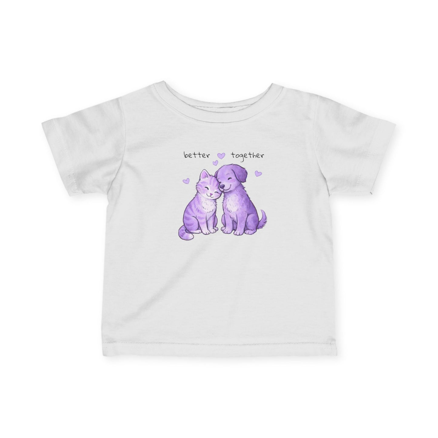 Infant Tee — "Better Together" Cat & Dog Heart Design