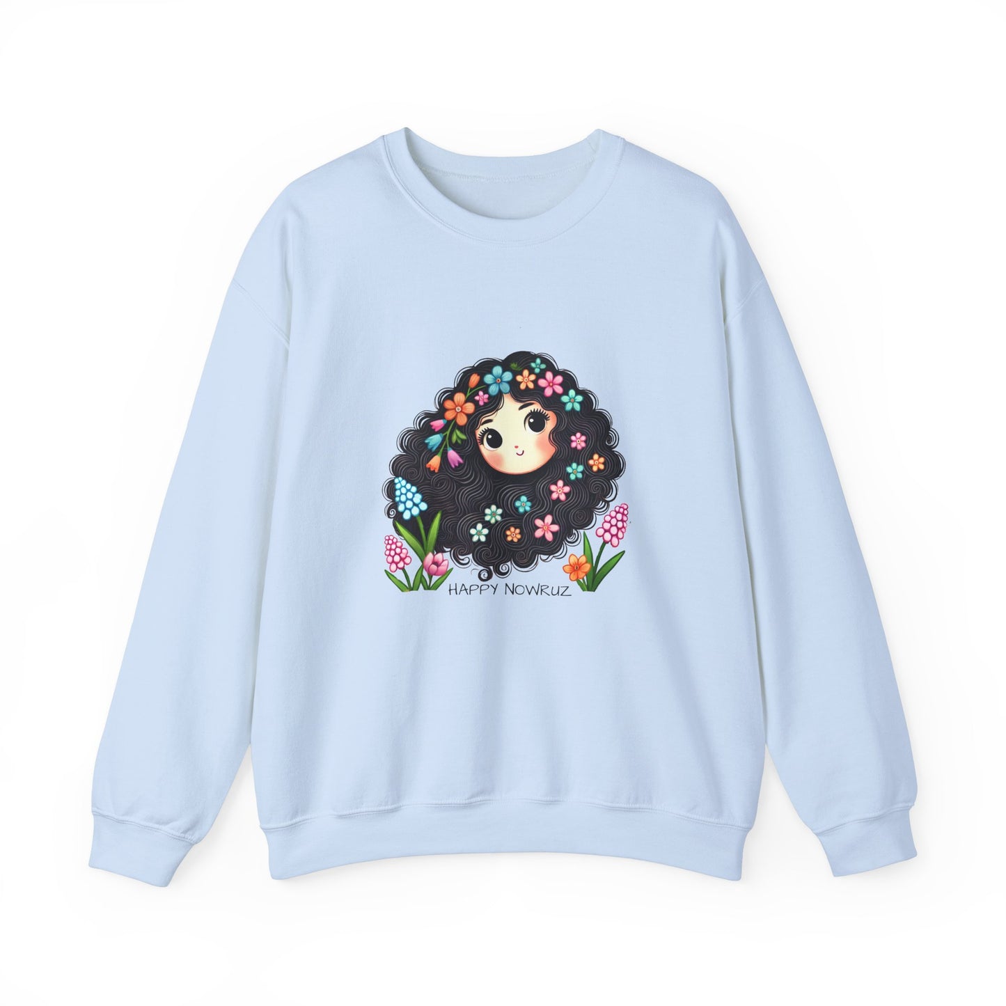 Happy Nowruz Floral Crewneck Sweatshirt – Celebrate Persian New Year in Cozy Style 🌸🌿