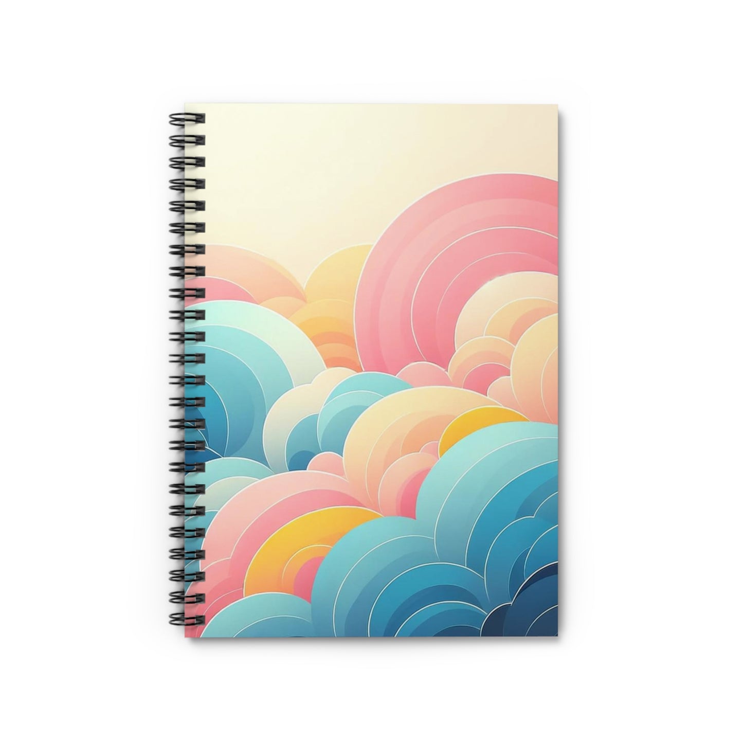 Pastel Waves Spiral Notebook with Ruled Line Paper for Writing