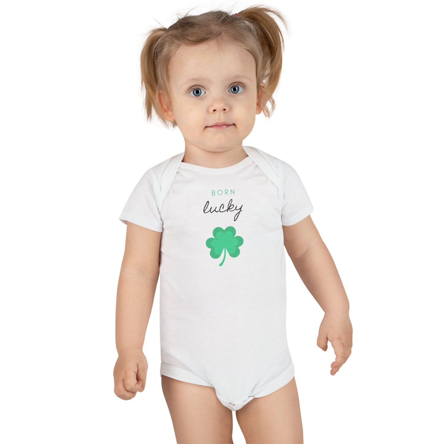 Born Lucky Organic Baby Bodysuit – St. Patrick’s Day Baby Outfit