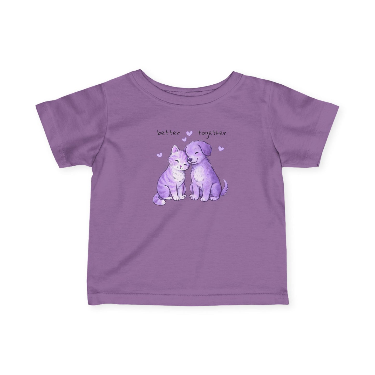 Infant Tee — "Better Together" Cat & Dog Heart Design