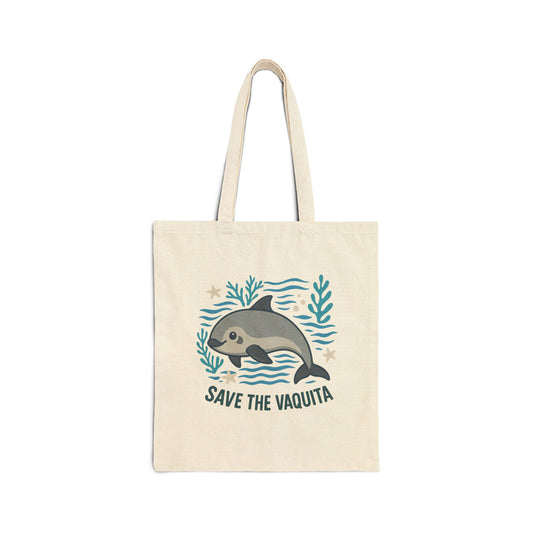 Save the Vaquita Cotton Canvas Tote – Ocean Conservation Bag
