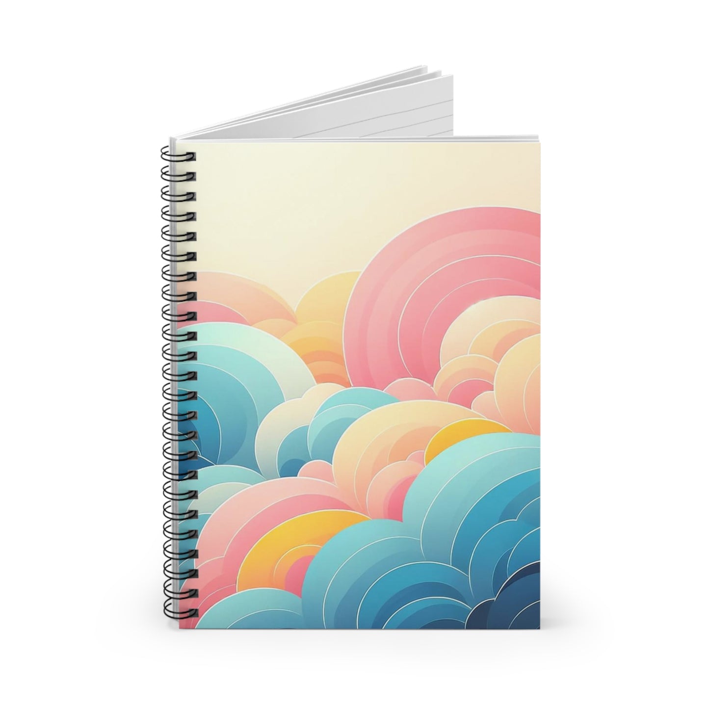 Pastel Waves Spiral Notebook with Ruled Line Paper for Writing