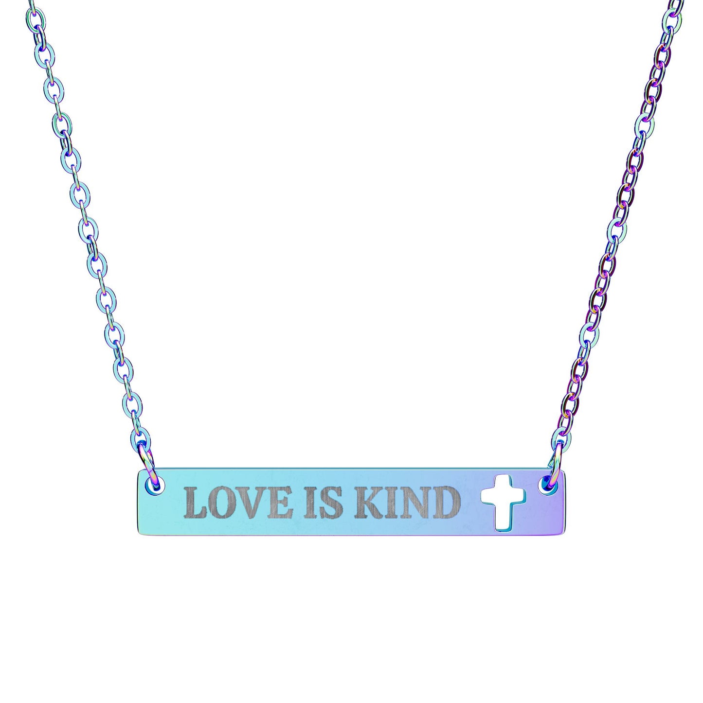 Love Is Kind Cross Necklace – Engraved Christian Jewelry with Uplifting Message