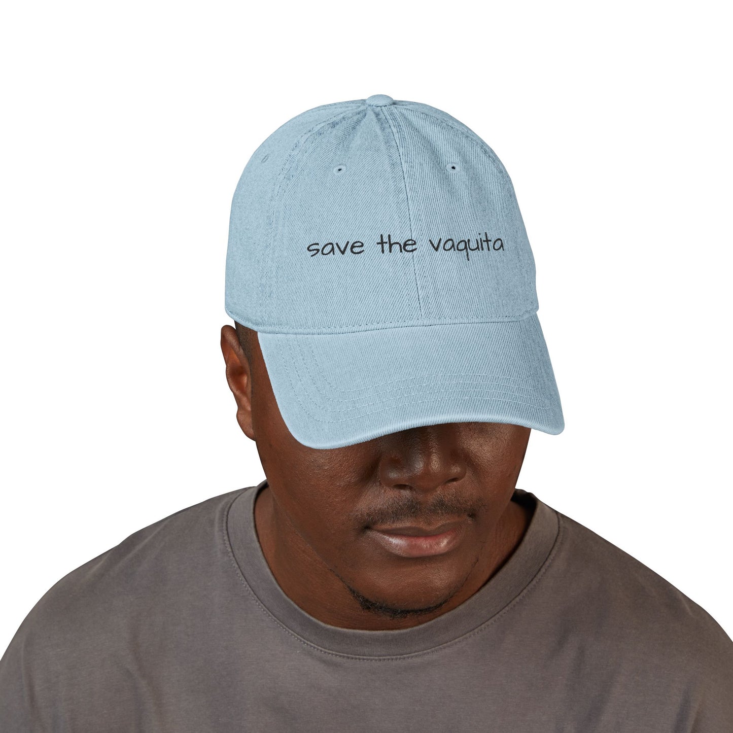 Save the Vaquita Embroidered Denim Hat — Endangered Species Ocean Awareness