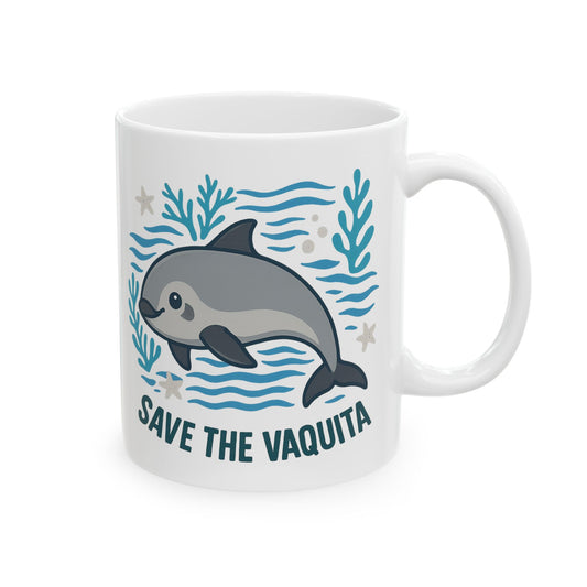 Save the Vaquita Ceramic Mug – Cute Ocean Animal Coffee Cup (11oz / 15oz)
