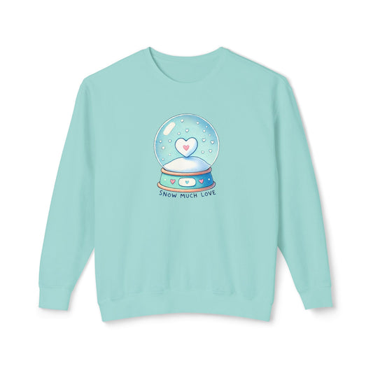 Snow Much Love Lightweight Crewneck Sweatshirt – Cozy Winter Snow Globe Design | Nine Scoops