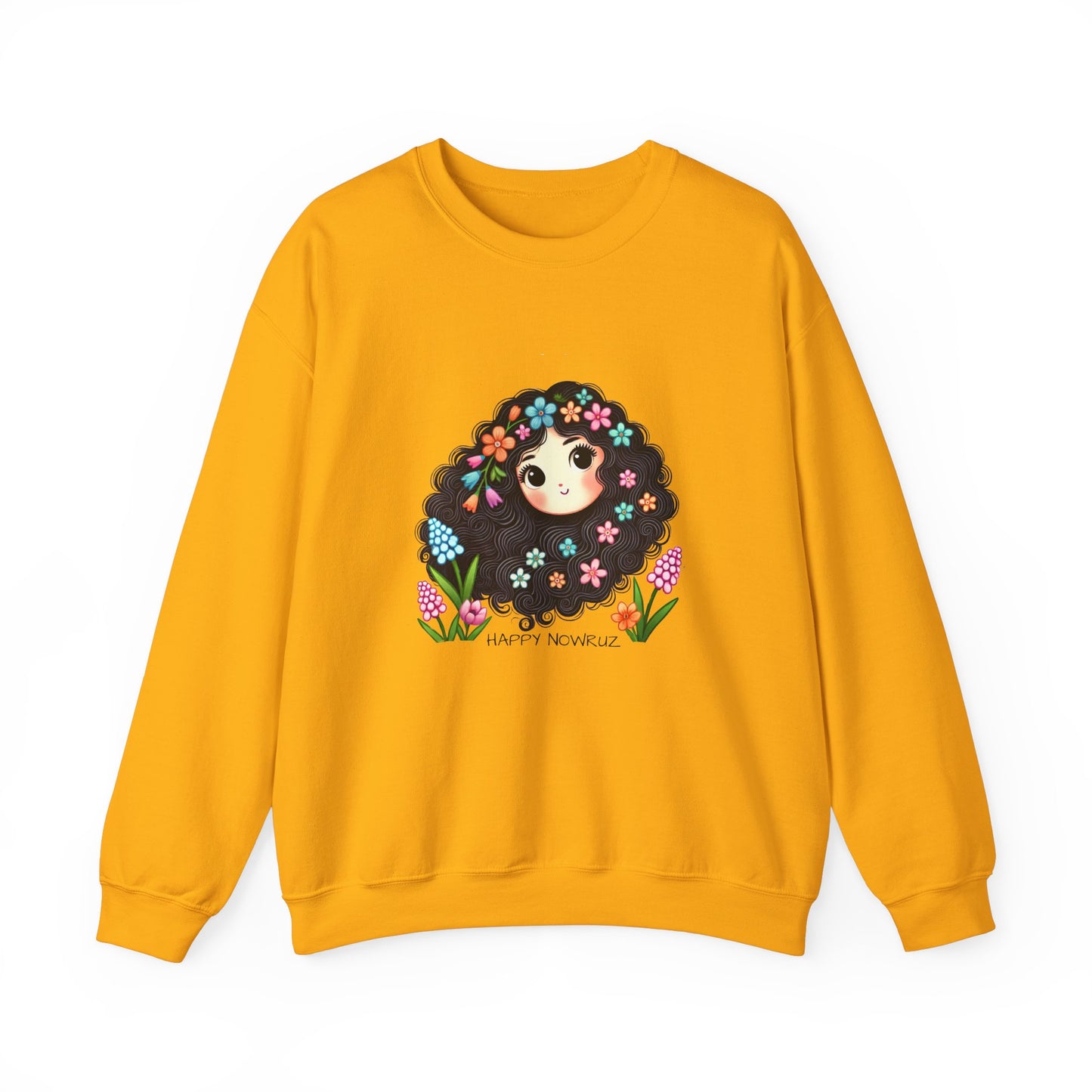 Happy Nowruz Floral Crewneck Sweatshirt – Celebrate Persian New Year in Cozy Style 🌸🌿