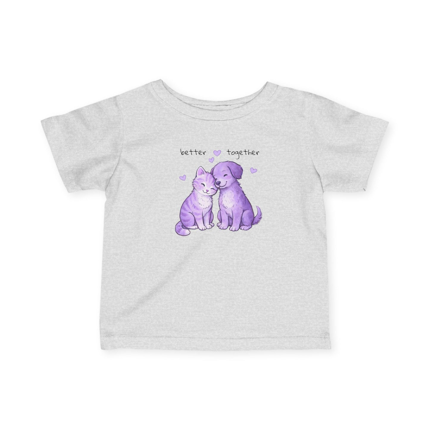 Infant Tee — "Better Together" Cat & Dog Heart Design