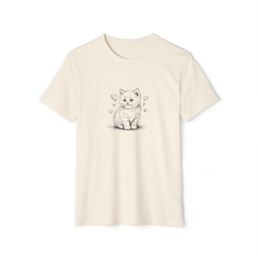 Kitten with Hearts T-Shirt (55% organic cotton)