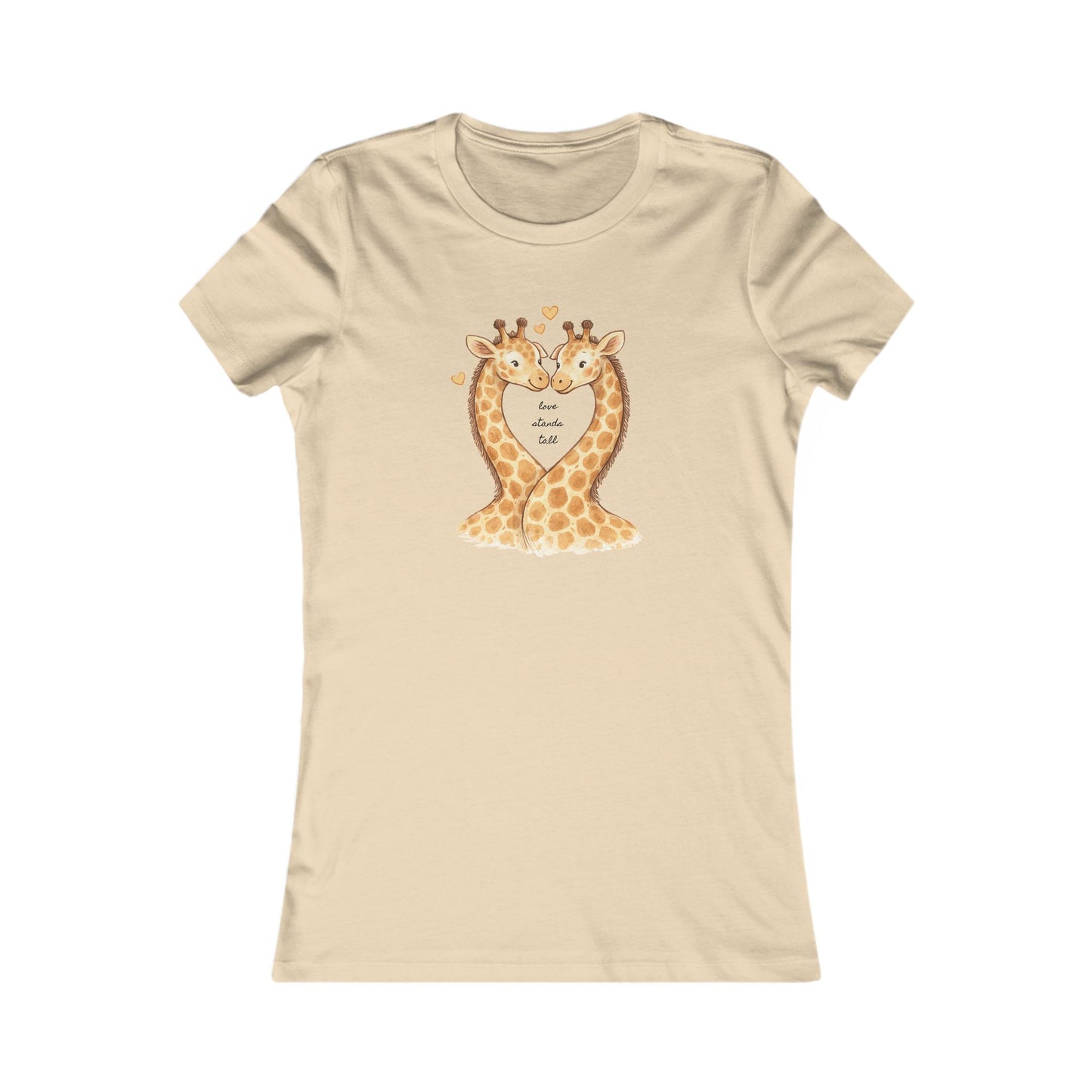 Love Stands Tall Giraffe Tee — Women's Heart-Shaped Giraffes Graphic