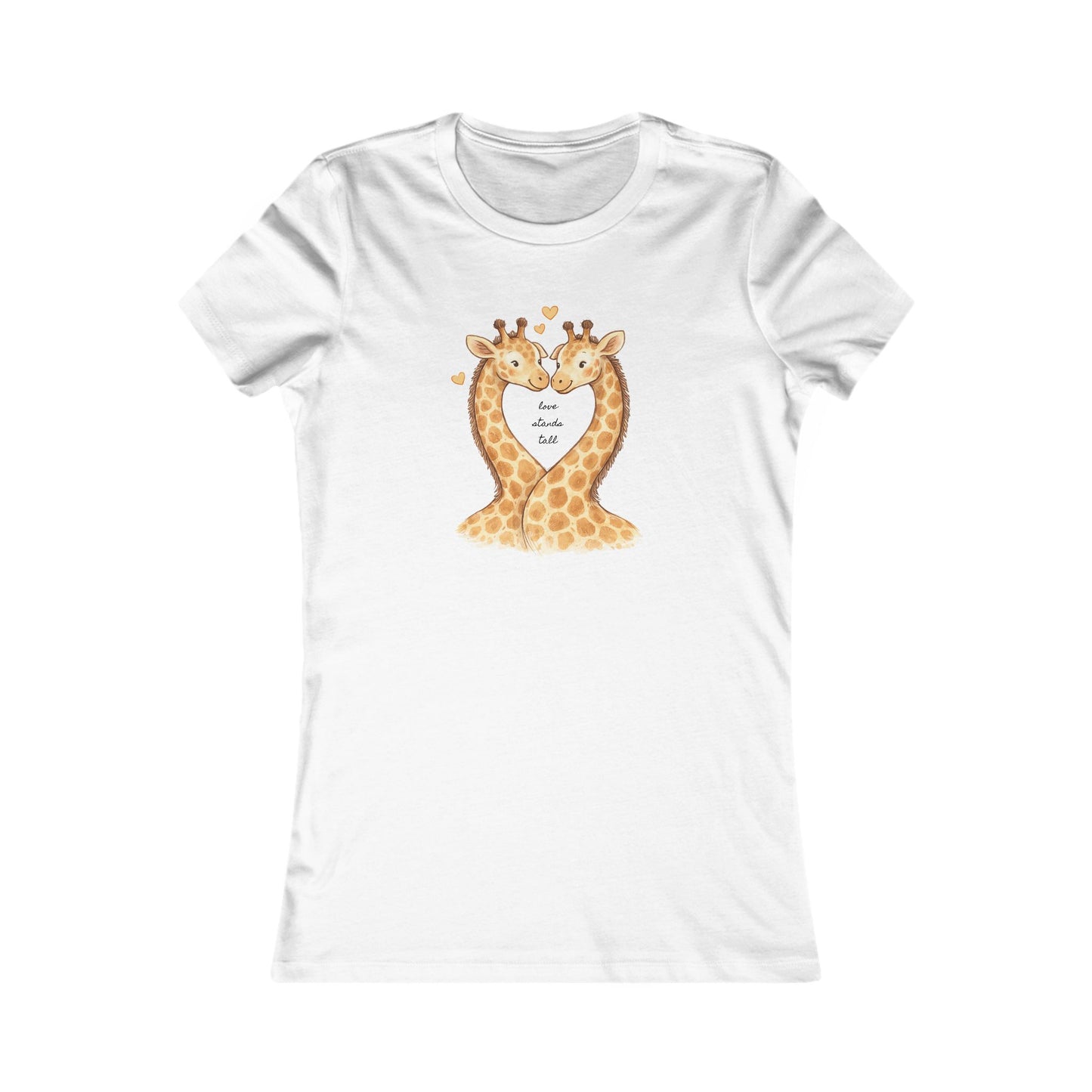 Love Stands Tall Giraffe Tee — Women's Heart-Shaped Giraffes Graphic