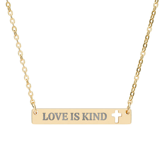 Love Is Kind Cross Necklace – Engraved Christian Jewelry with Uplifting Message