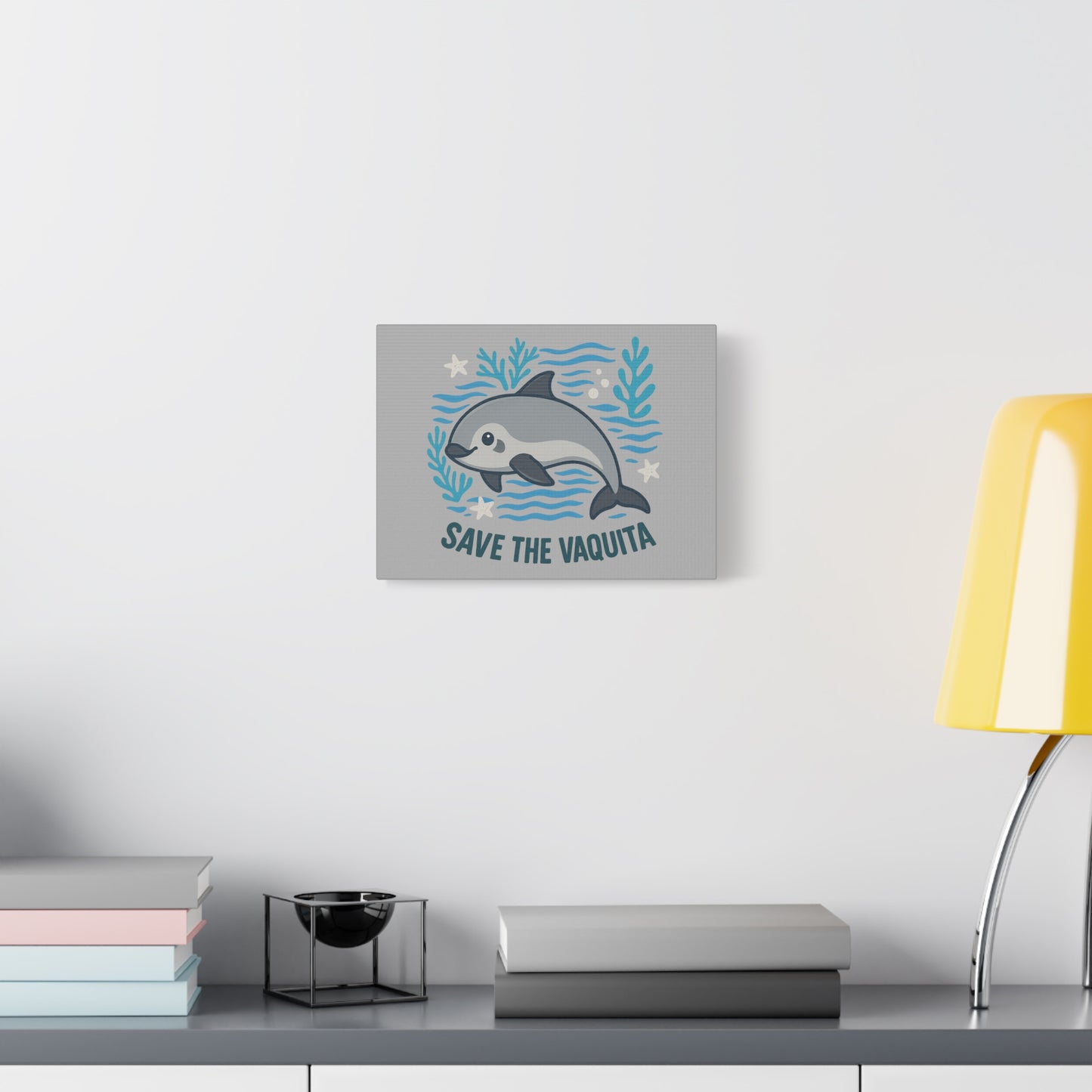 Save the Vaquita – Cute Ocean Animal Wall Art Stretched Matte Canvas 1.25”