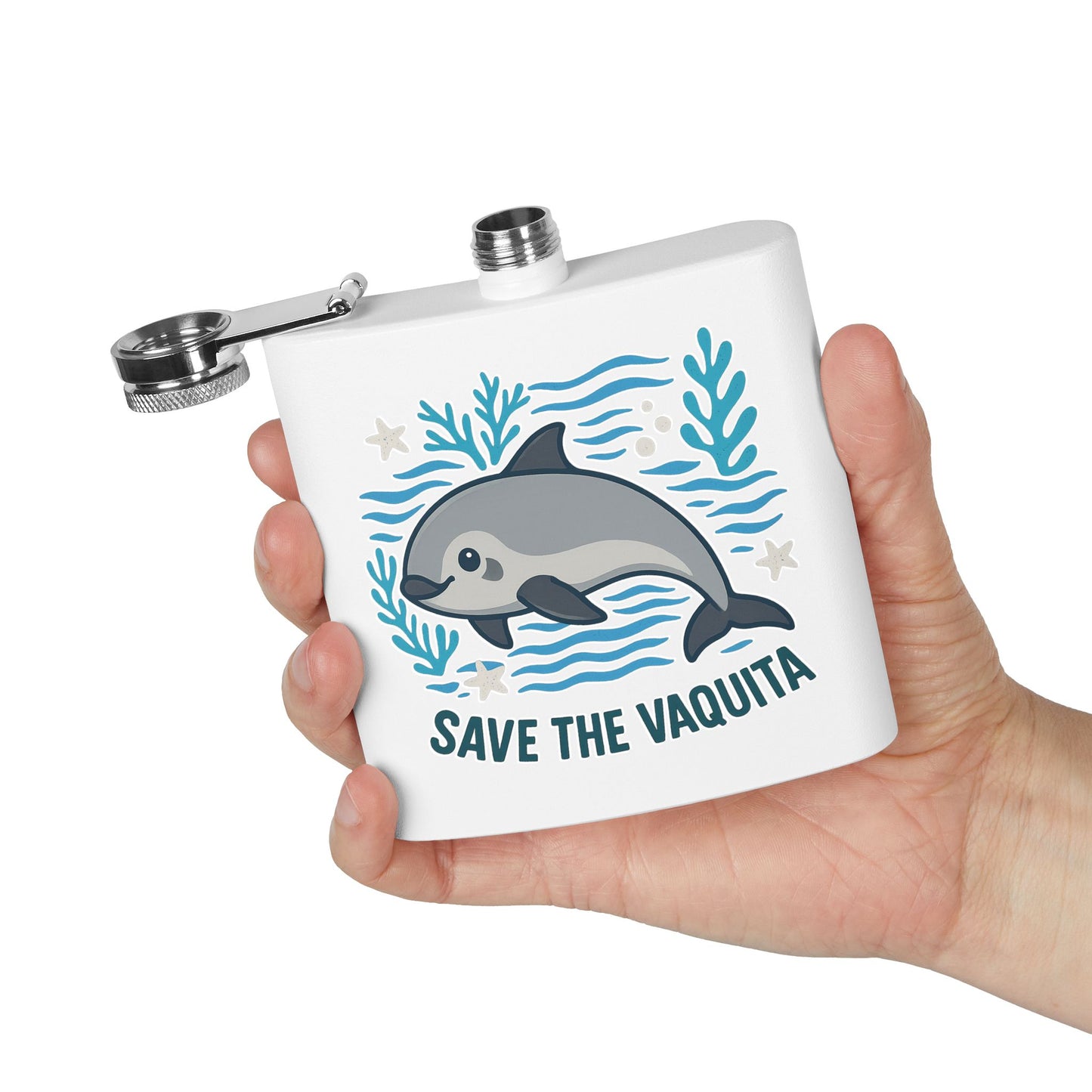 Save the Vaquita – Endangered Species Stainless Steel Flask (6oz)
