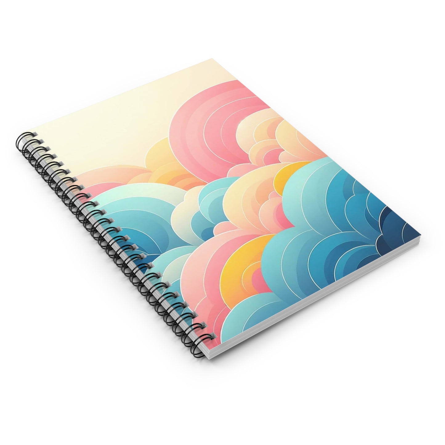 Pastel Waves Spiral Notebook with Ruled Line Paper for Writing