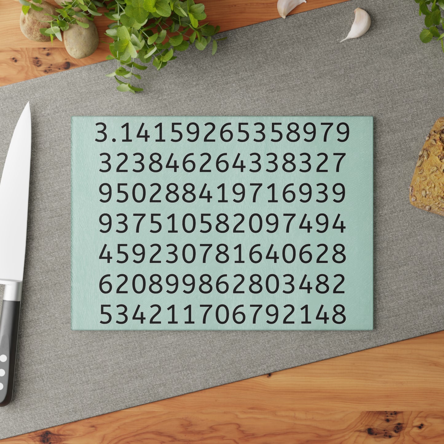 Pi-Themed Glass Cutting Board – Math Lover’s Kitchen Essential with the First 105 Digits of Pi