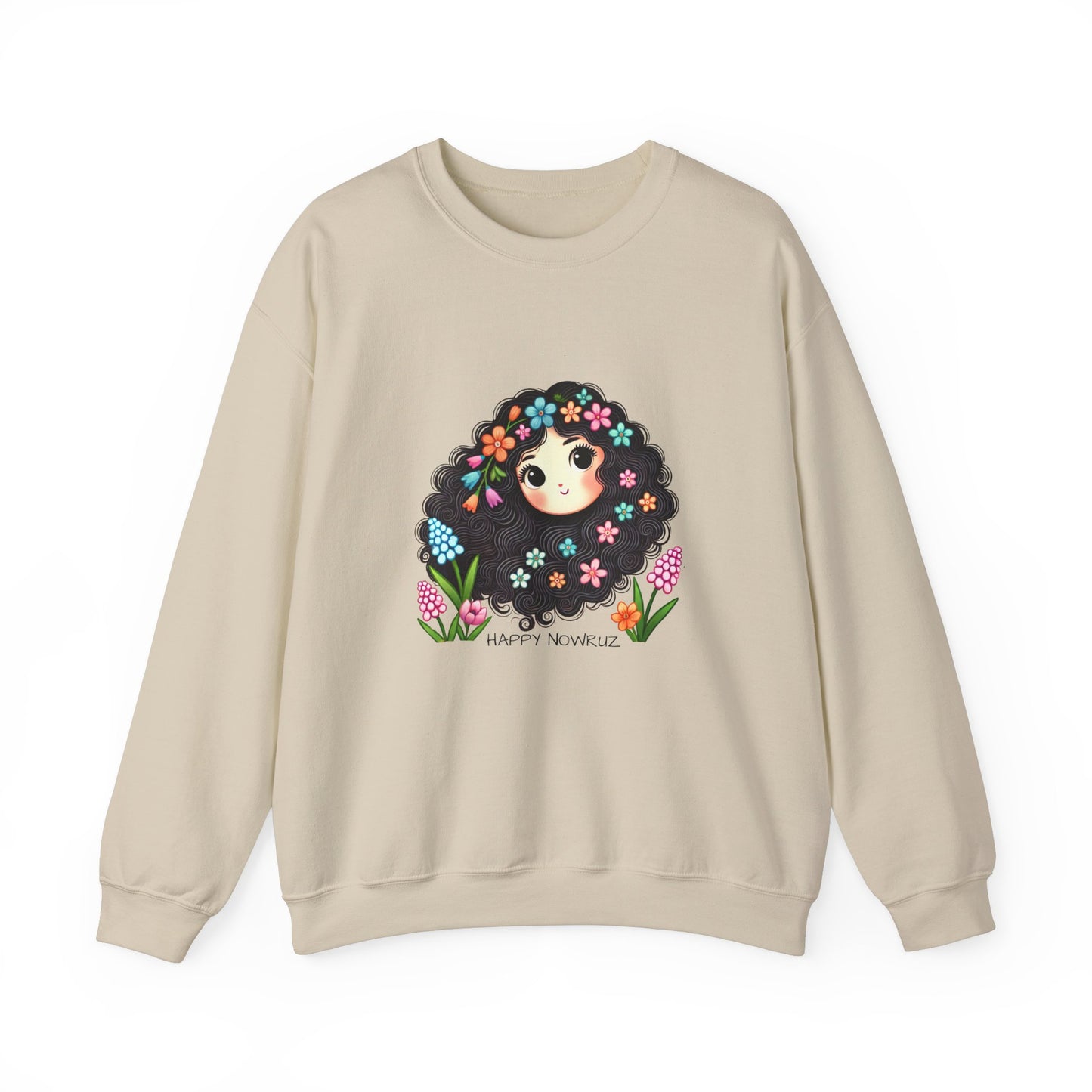 Happy Nowruz Floral Crewneck Sweatshirt – Celebrate Persian New Year in Cozy Style 🌸🌿