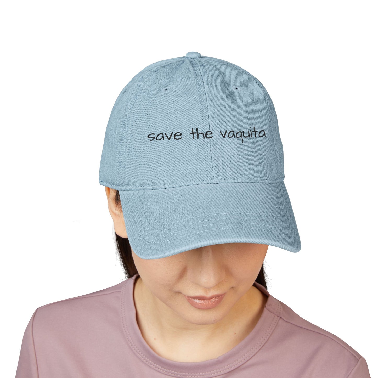 Save the Vaquita Embroidered Denim Hat — Endangered Species Ocean Awareness
