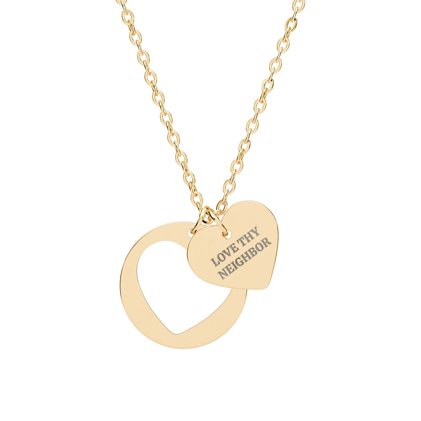 Love Thy Neighbor Heart Cutout Necklace – Engraved Valentine’s Day Jewelry