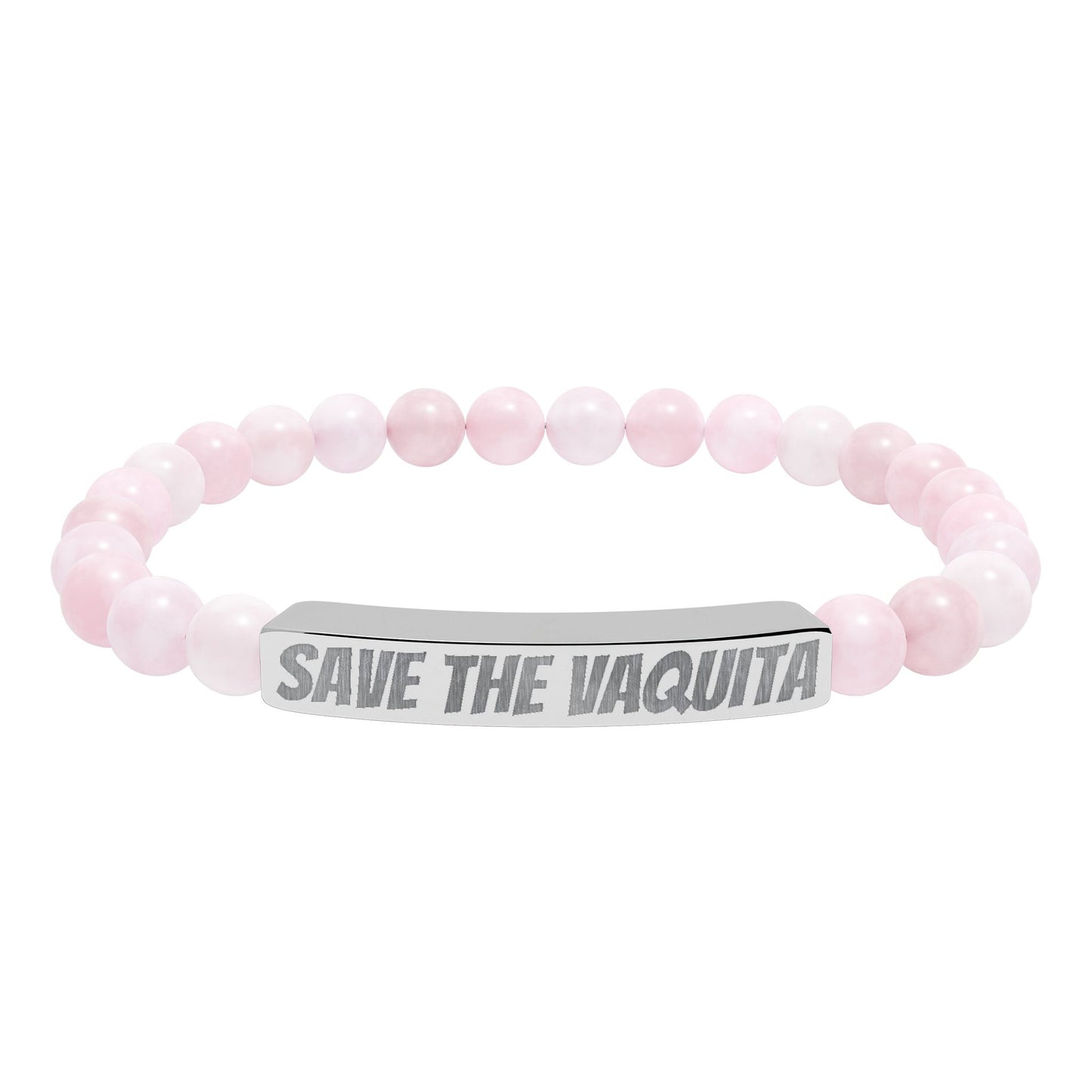 Save the Vaquita Natural Stone Beaded Bracelet – Ocean Wildlife Engraved Jewelry